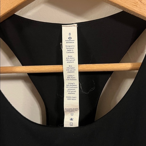 Lululemon black tank top with built in sports bra - Picture 5 of 5